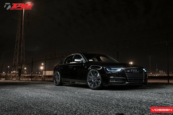 Audi S4 black tuning in dark light