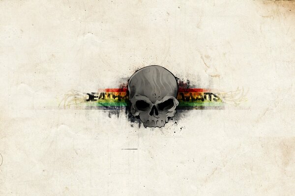 Graffiti in the form of a skull and colored lettering