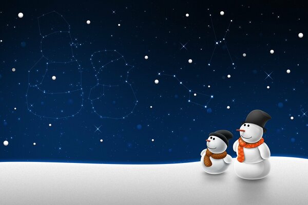 Snowmen look at their star image