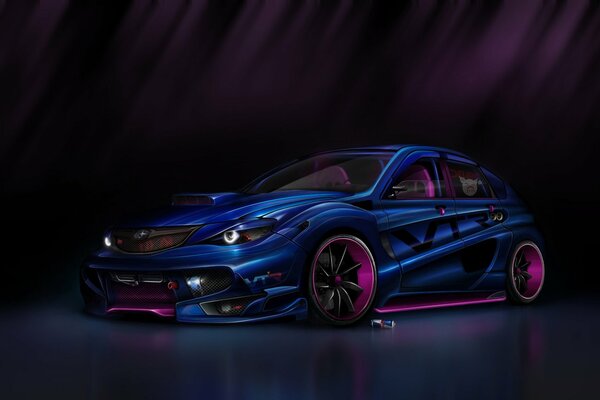 Subaru impreza 3d art graphics on a black background