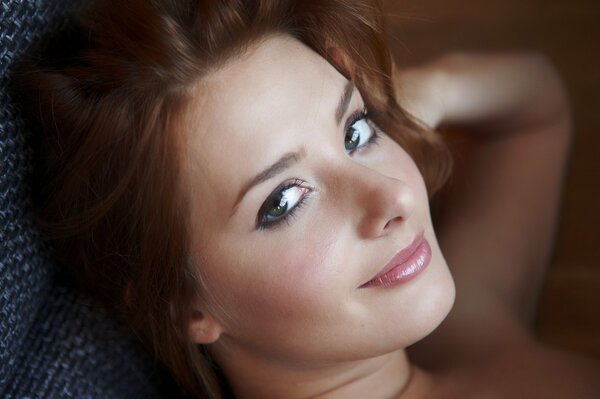 Portrait of a young beautiful brown-haired woman