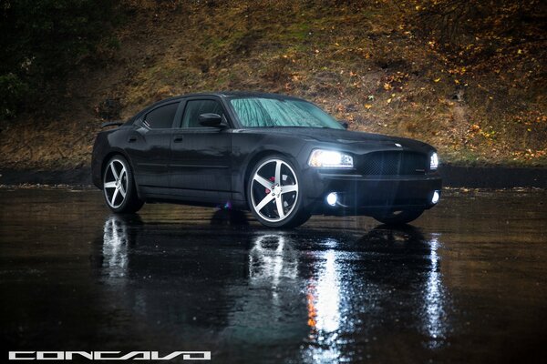 The car has a charger cool wheels