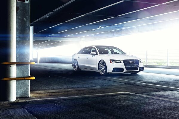 Balaya audi pulls out of the parking lot