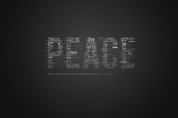 Peace composé de différents mots