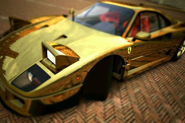 Ferrari in gold at the motor show