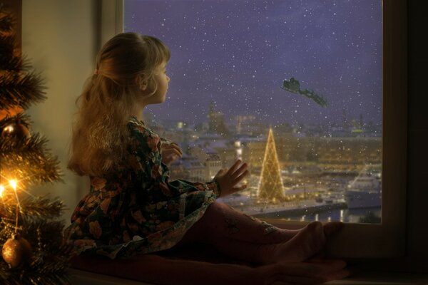 Fille en attente d une fabuleuse Nouvelle année