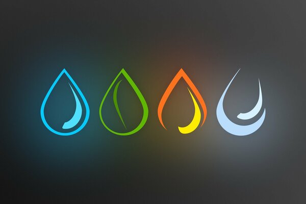 The image of the elements in the form of multicolored drops