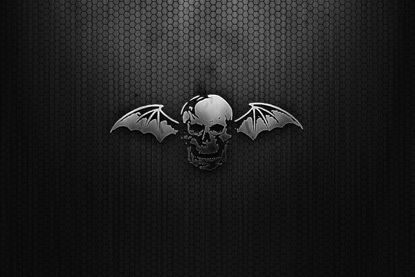 Skull with wings on a mesh background