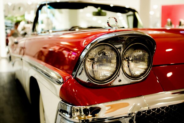Retro Ford headlights close-up