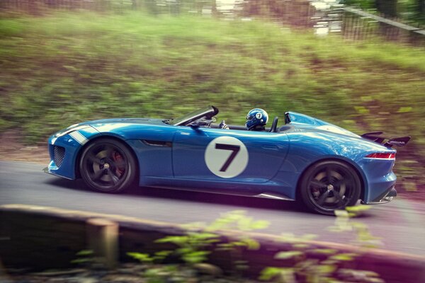 Sports Blue Racing Car with Driver