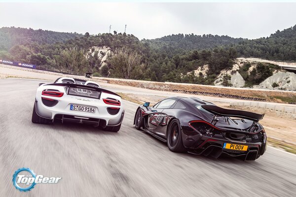 McLaren and Porsche at top gear speed