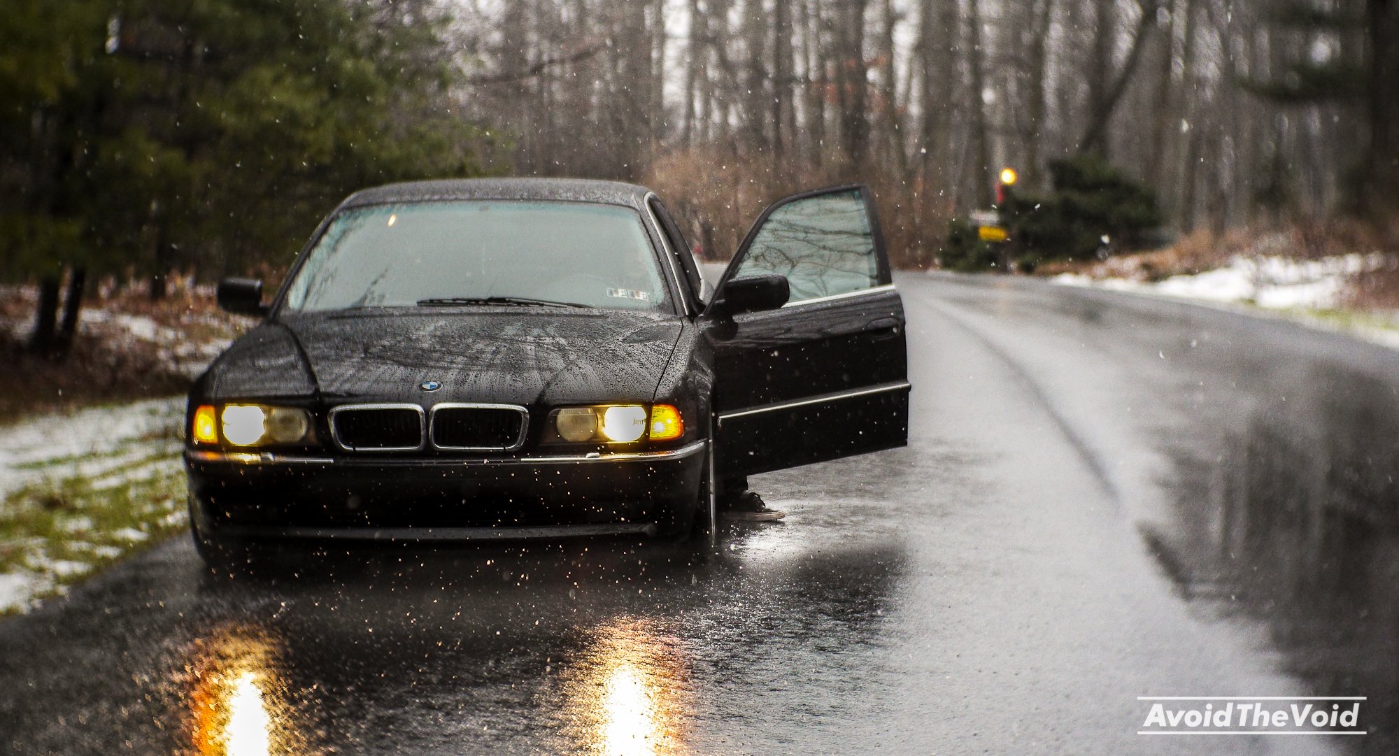 bmw 740 e38 boomer seven schnee straße bewölkt