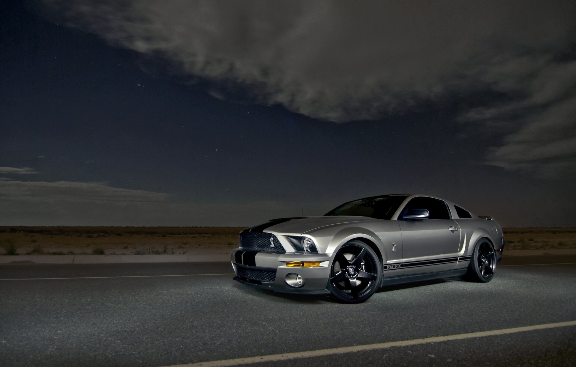 ford mustang shelby gt500 silber muskelauto silber muskelauto nacht himmel wolken