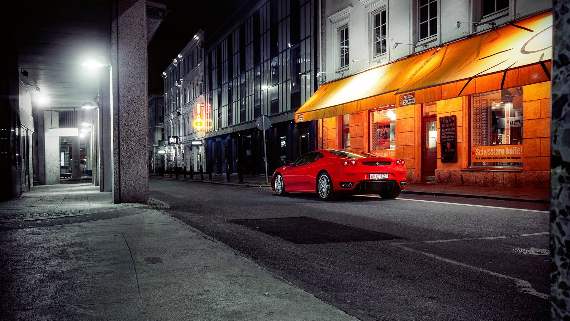 ferrari f430 ferrari rojo ciudad calle noche