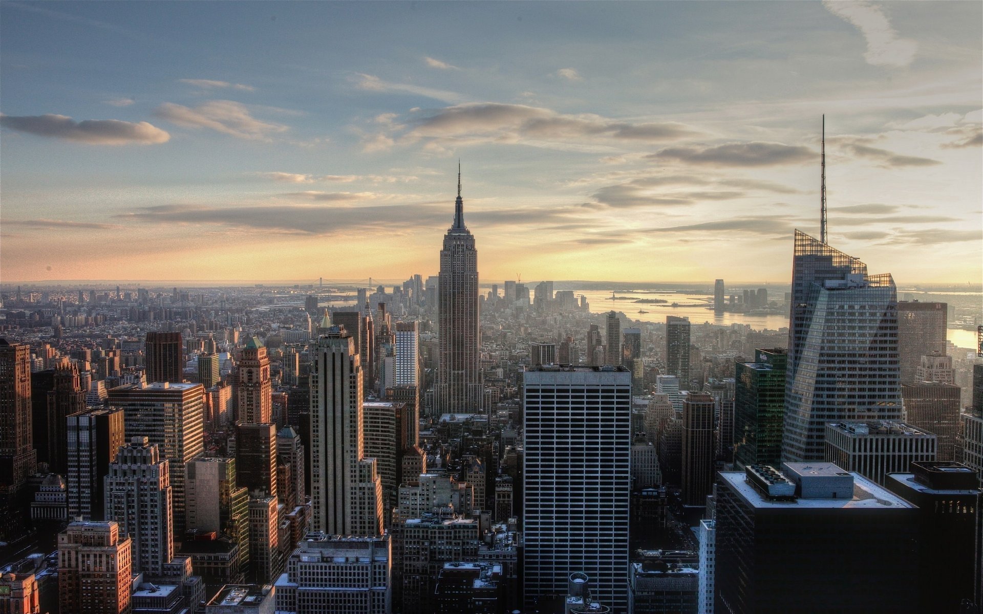 new york manhattan empire state building nueva york ciudad amanecer