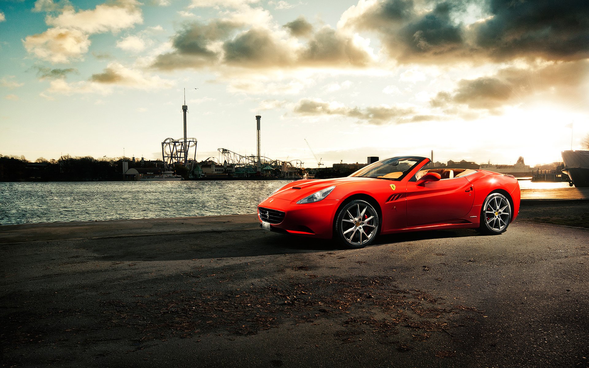 ferrari california ferrari kalifornien fluss pier