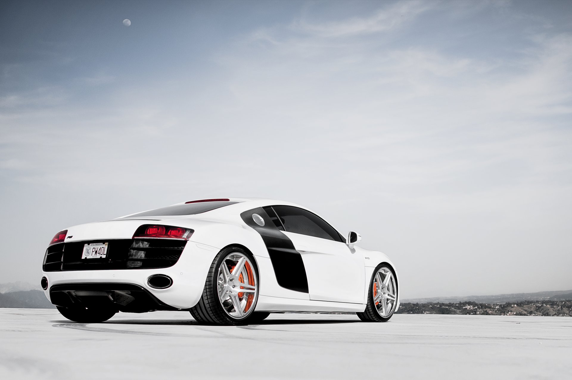 audi r8 blanc audi ciel nuages