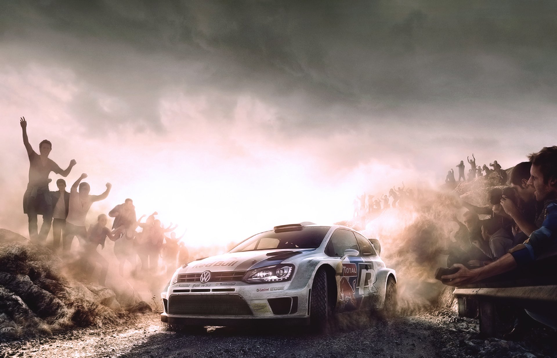 volkswagen polo wrc rally deporte coche rally blanco auto toro rojo velocidad personas figura frente fans coche