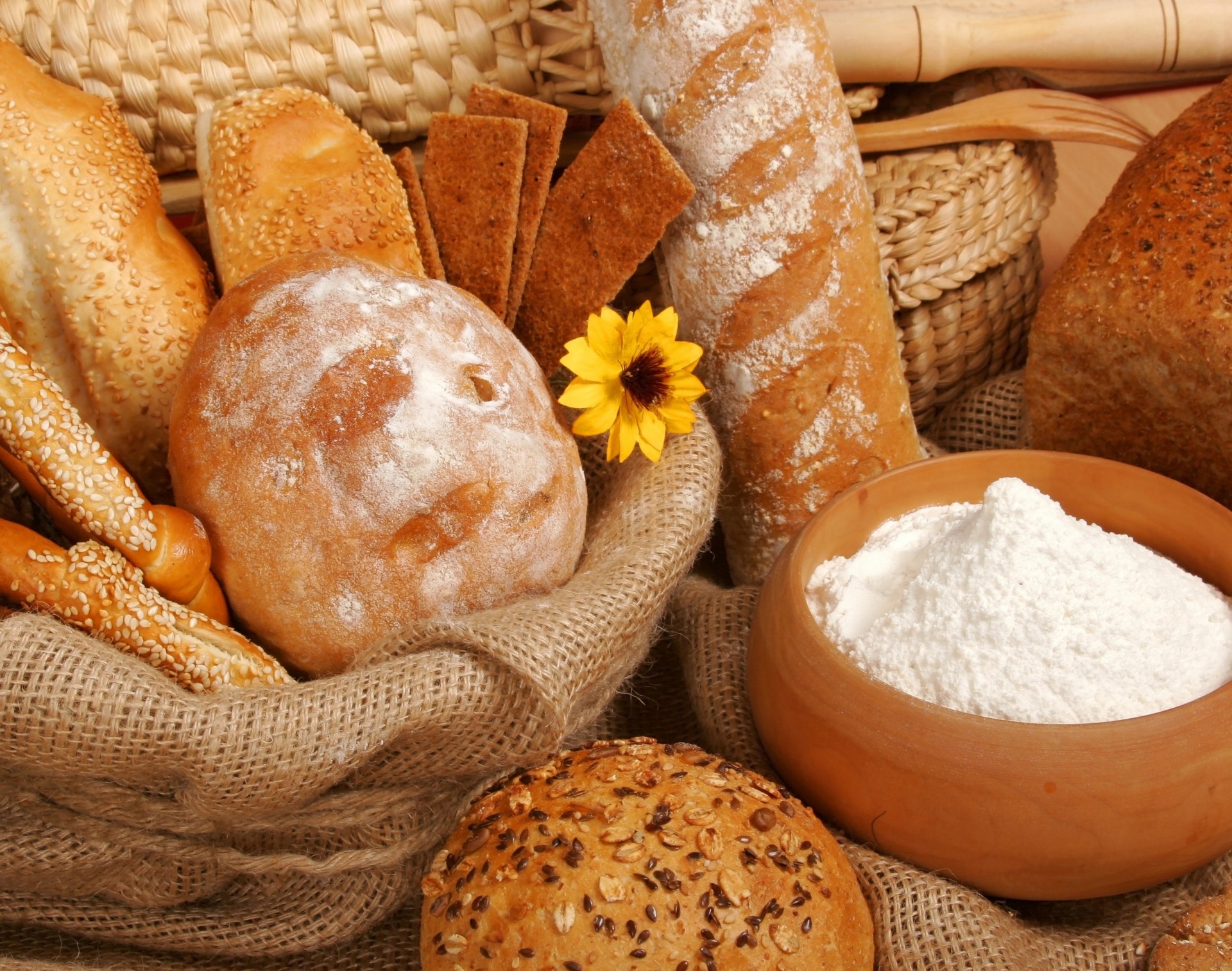 flour flower bread coffee basket