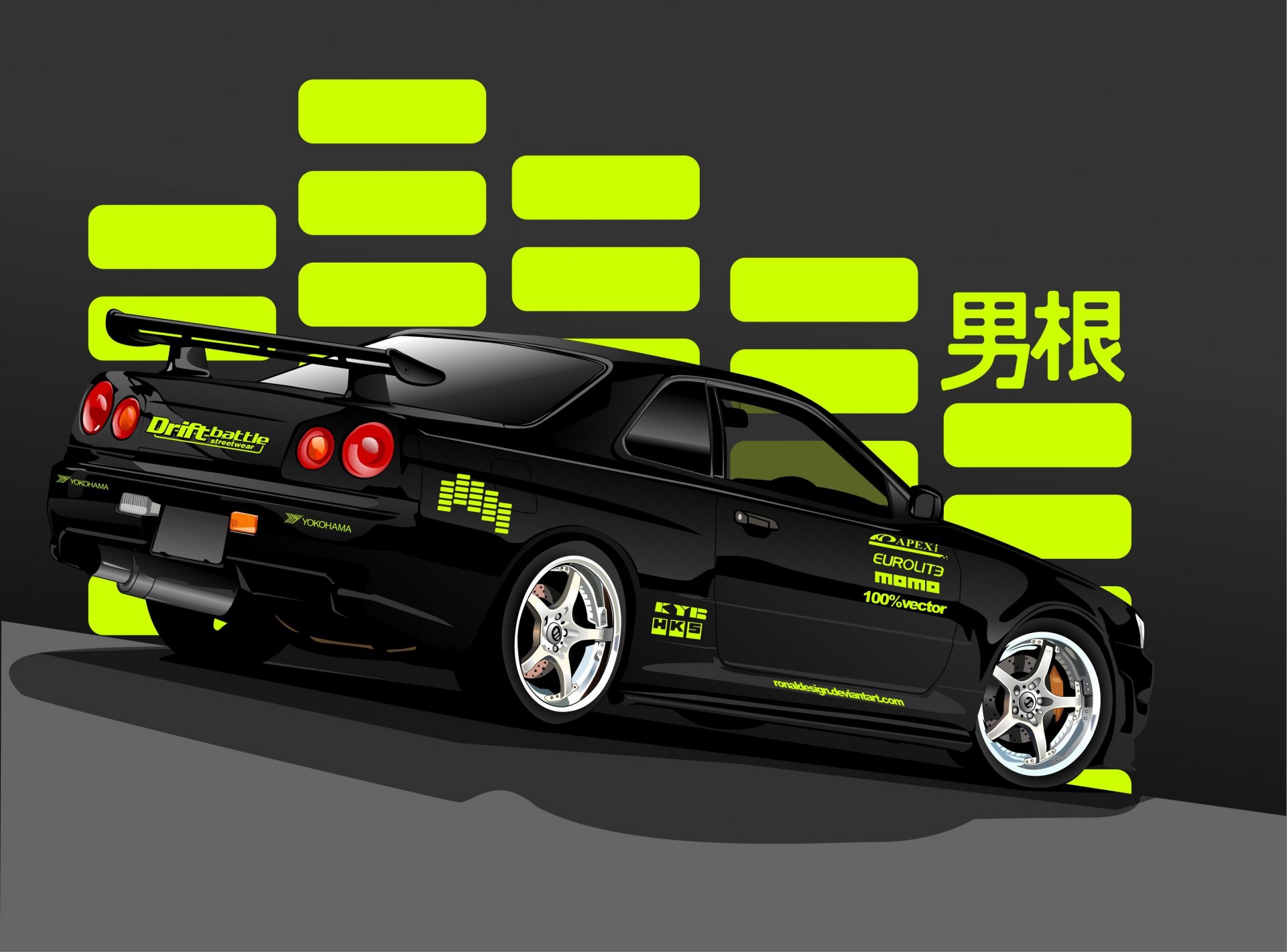 nissan horizonte r34 negro trasero nissan skyline vector