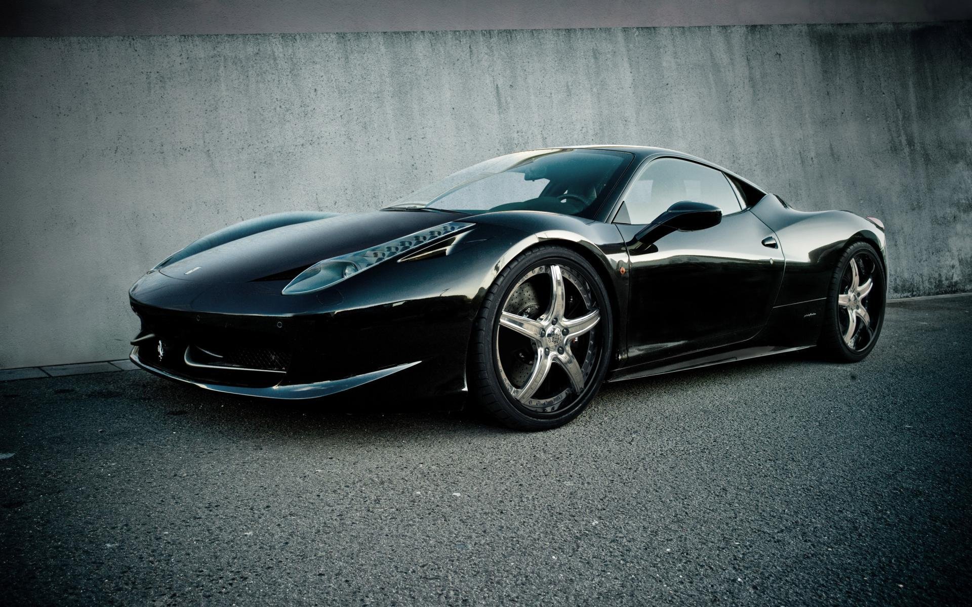 ferrari 458 italia schwarz räder ferrari italien seitenansicht felgen wand