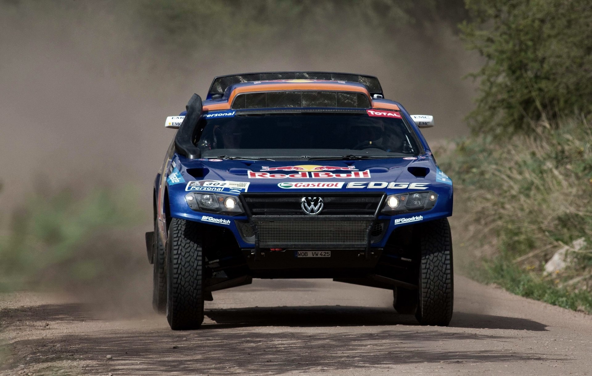 volkswagen tuareg azul dakar rally frente carrera suv deporte rally capó