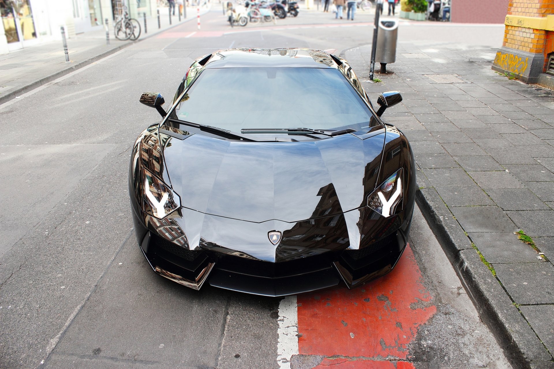 lamborghini aventador lp700-4 black lamborghini aventador front reflection headlights road