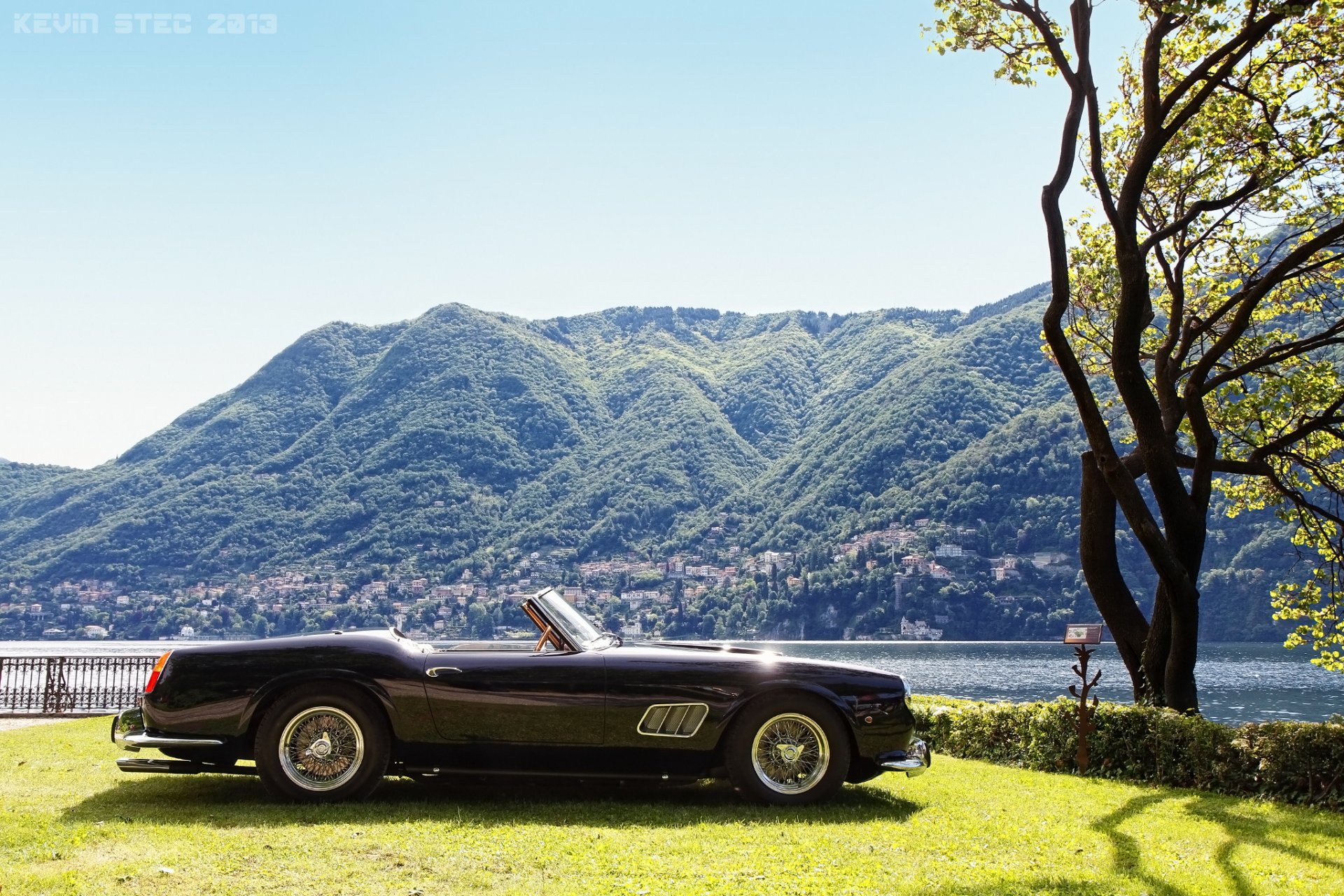 ferrari 250 gt swb california 1961 classic retro tree lawn mountain como lombardy italy lake como