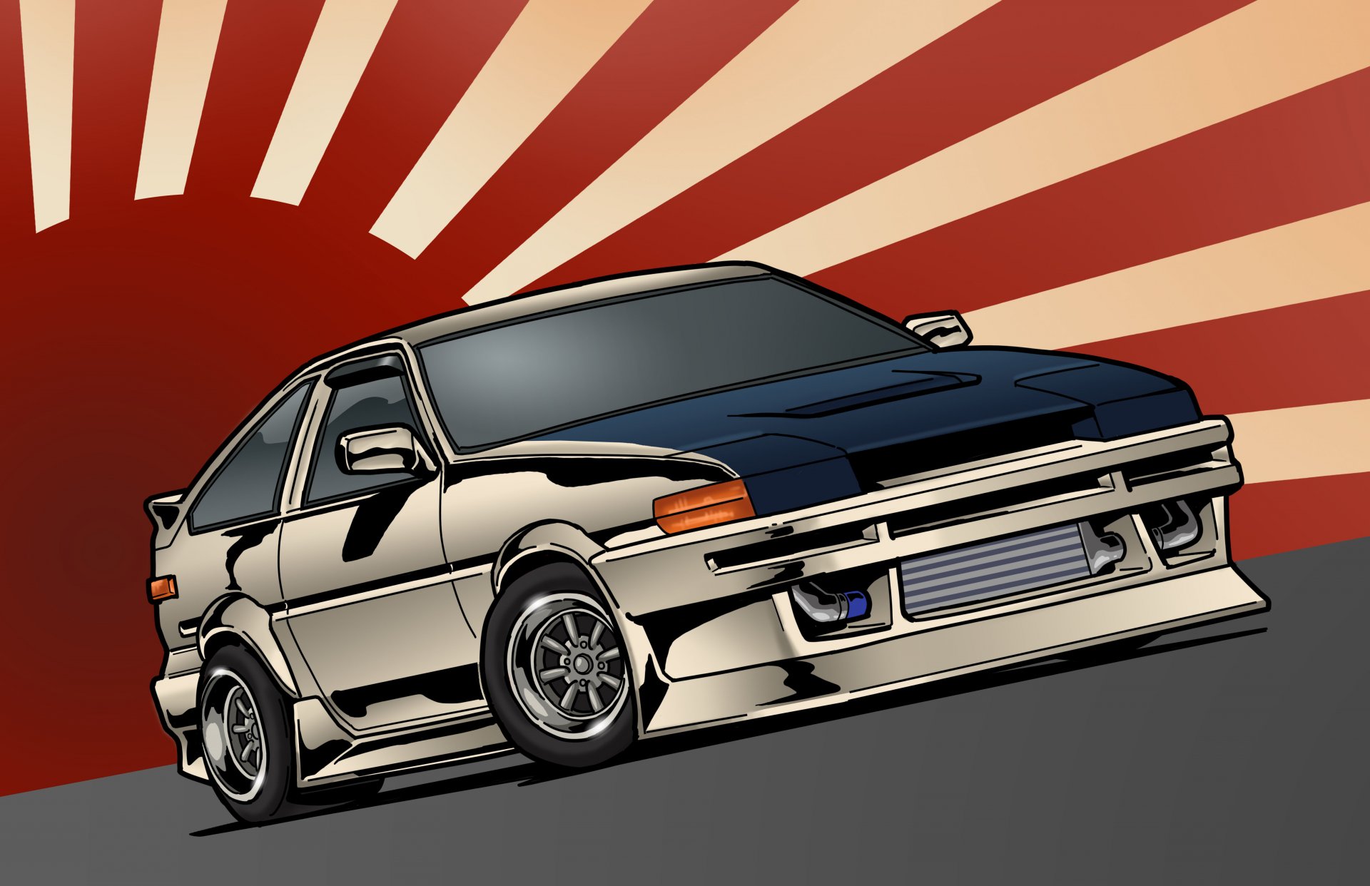 toyota corolla ae86 posición jdm frente toyota japón arte