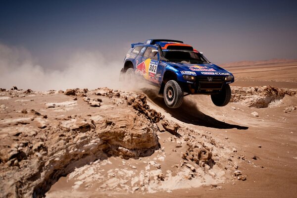 Jeep SUV car on desert background