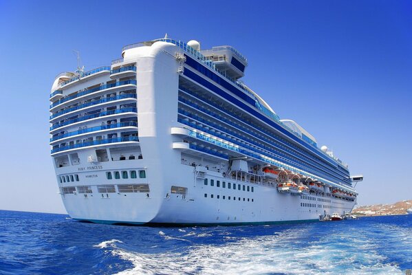 Cruise ship in the blue ocean