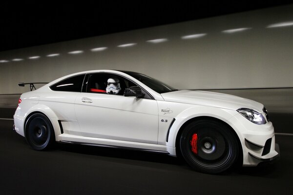 Mercedes in the tunnel at speed