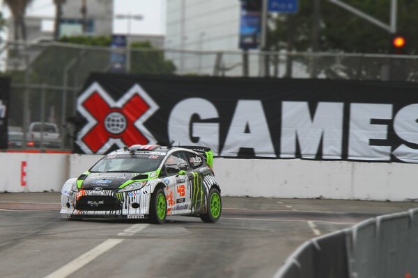 Ford fiesta on a sports track for racing