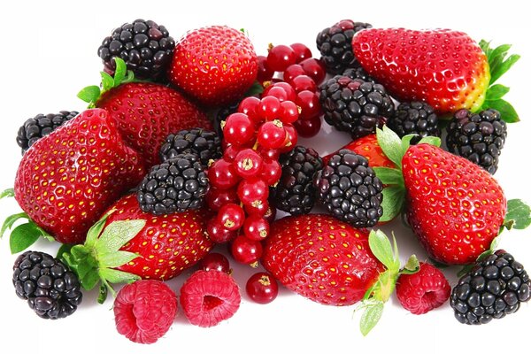 Garden berries on a white background