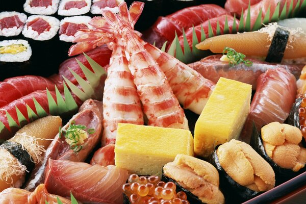 Fruits de mer japonais servis avec du fromage