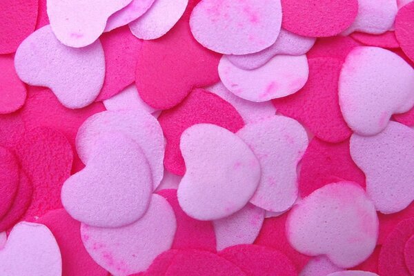 A lot of felt hearts in one place