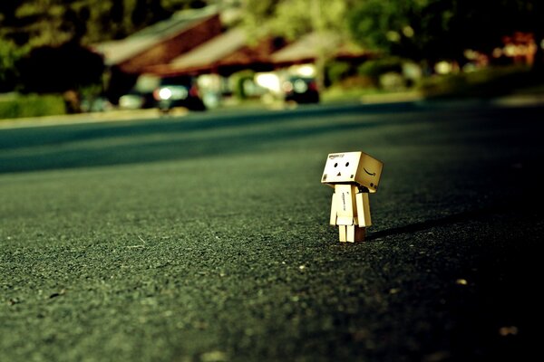 The danbo toy looks up