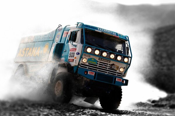 The leader of the race Astana cargo blue KAMAZ