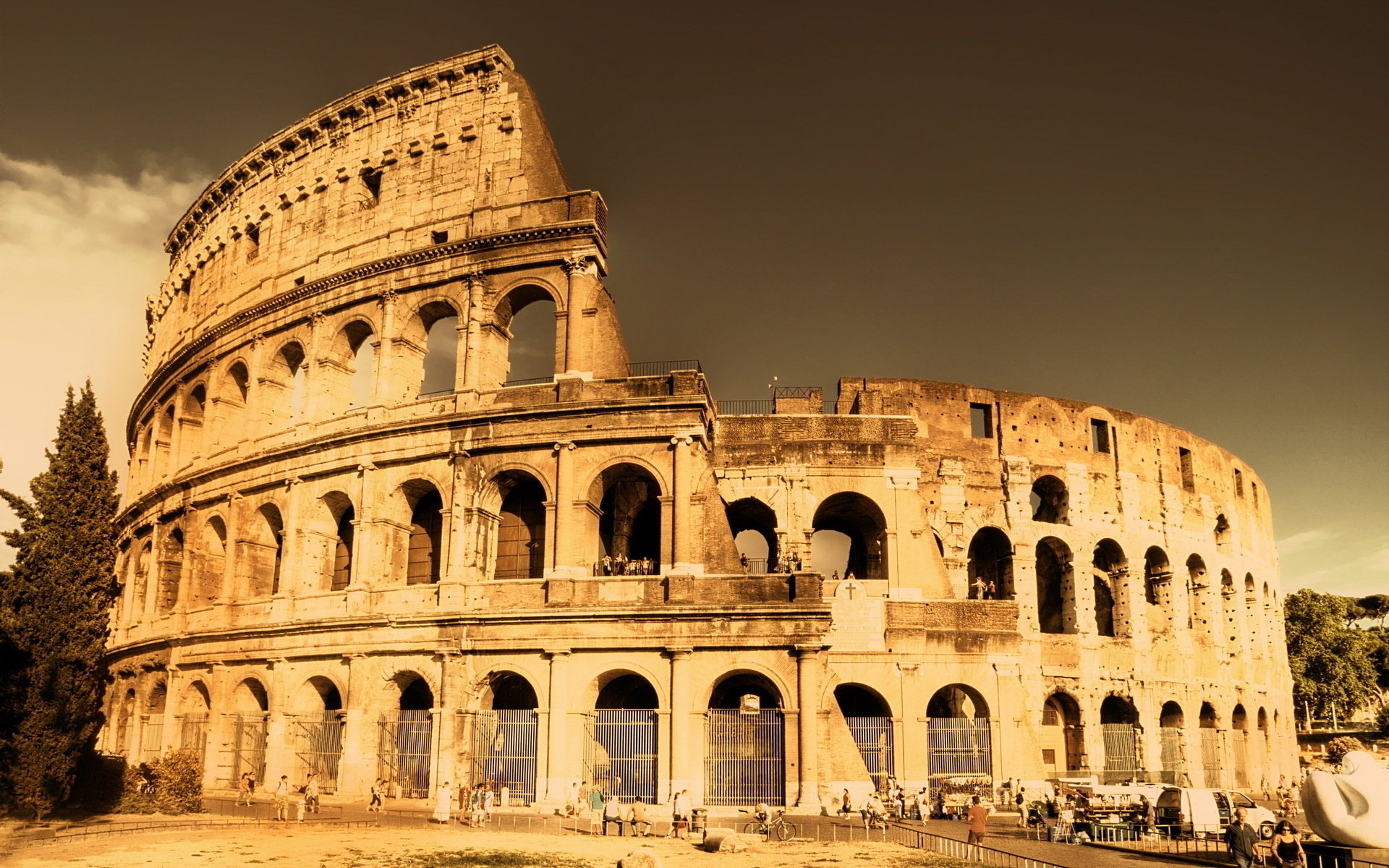 vista favolosa roma antica città vecchio colosseo