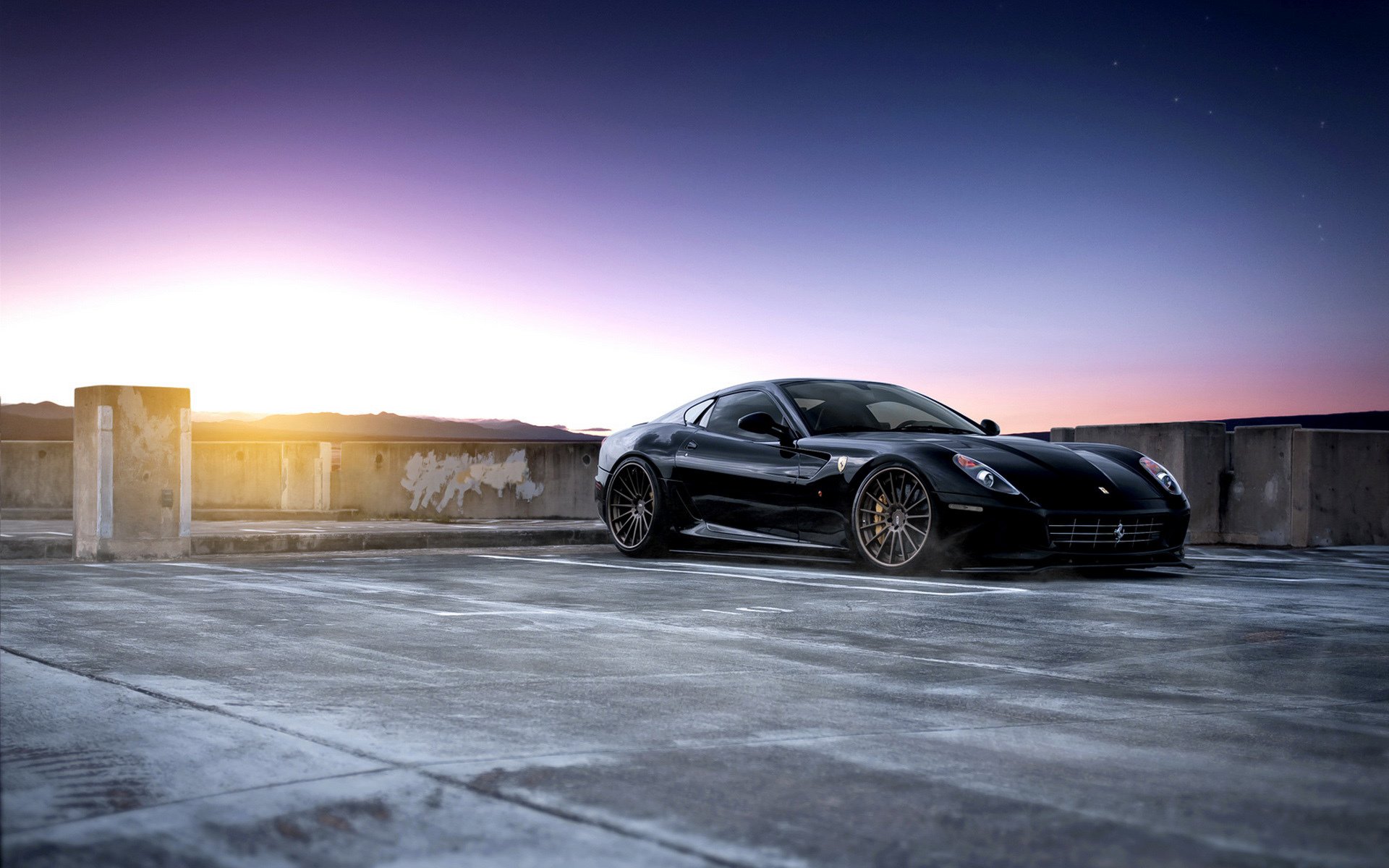 ferrari 599 gtb fiorano ferrari auto sportiva parcheggio nero