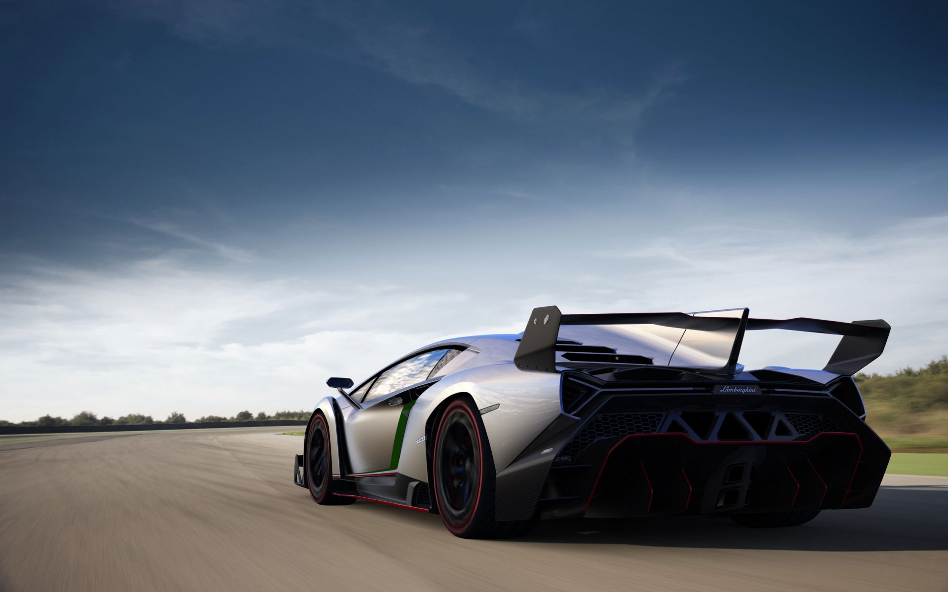 lamborghini veneno auto monte spoiler route voiture de sport