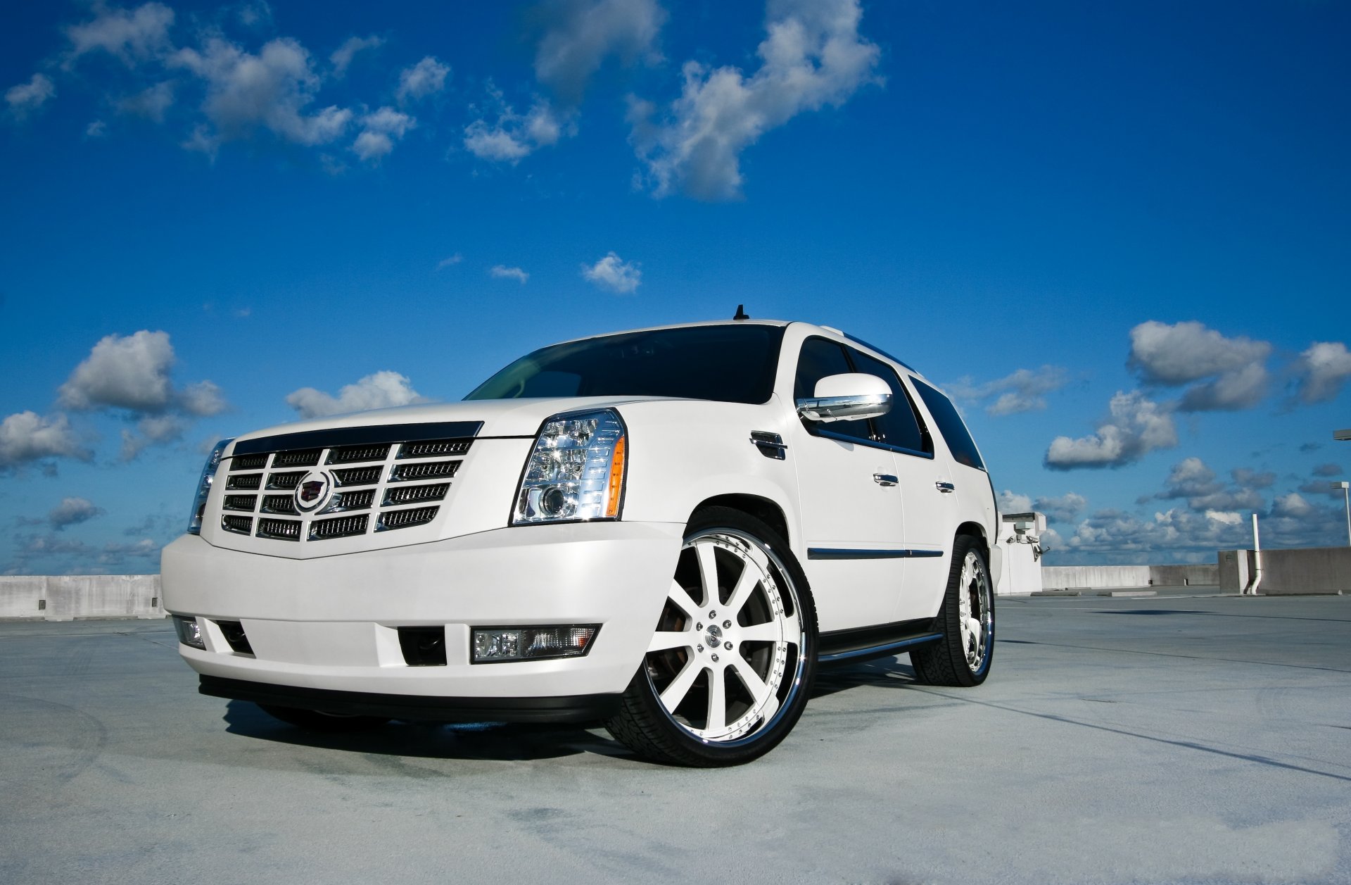 cadillac escalade white sky clouds cadillac escalade front