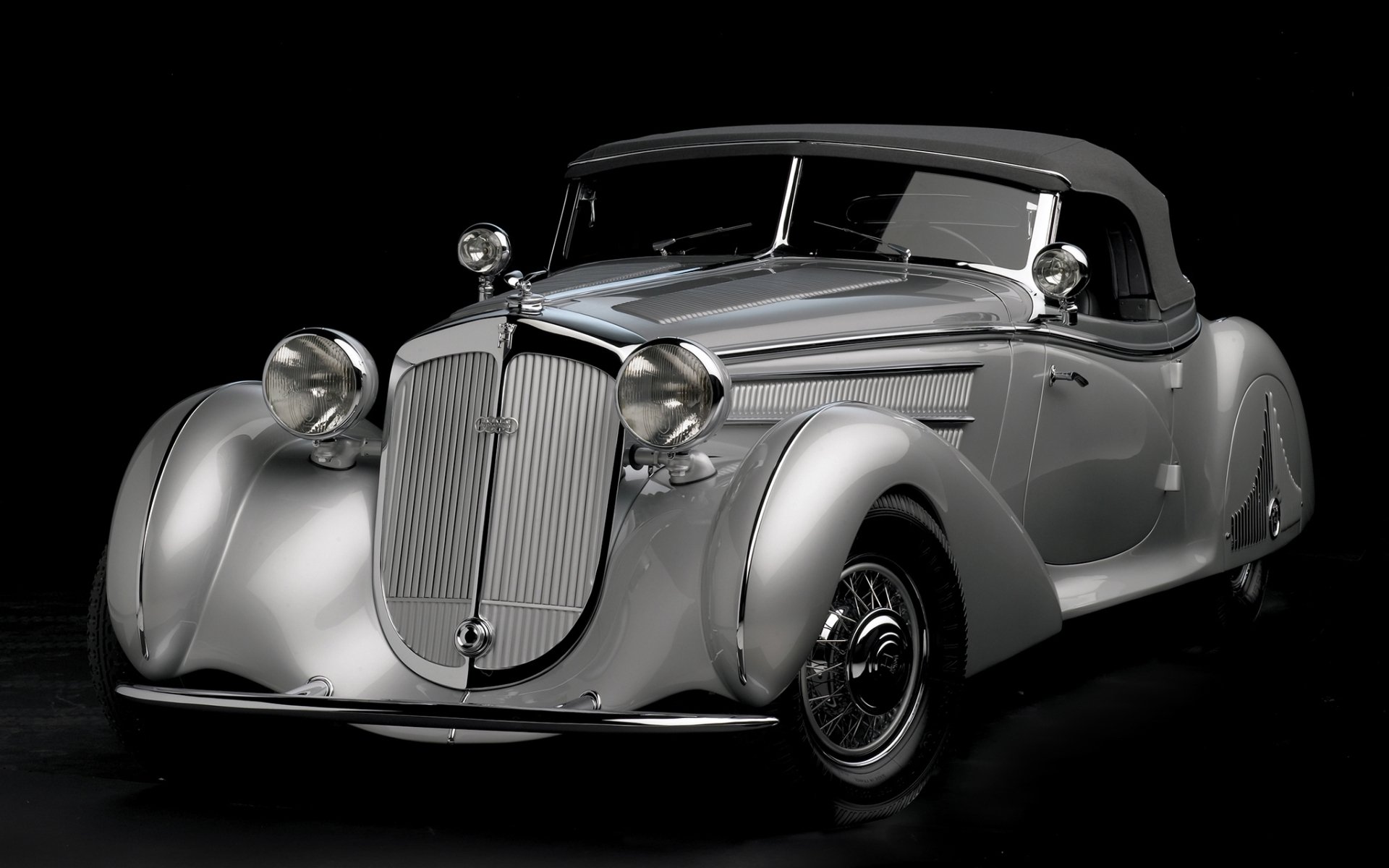 horch roadster spécial par erdman & amp; rossi 1938 roadster avant argent rétro belle voiture pénombre