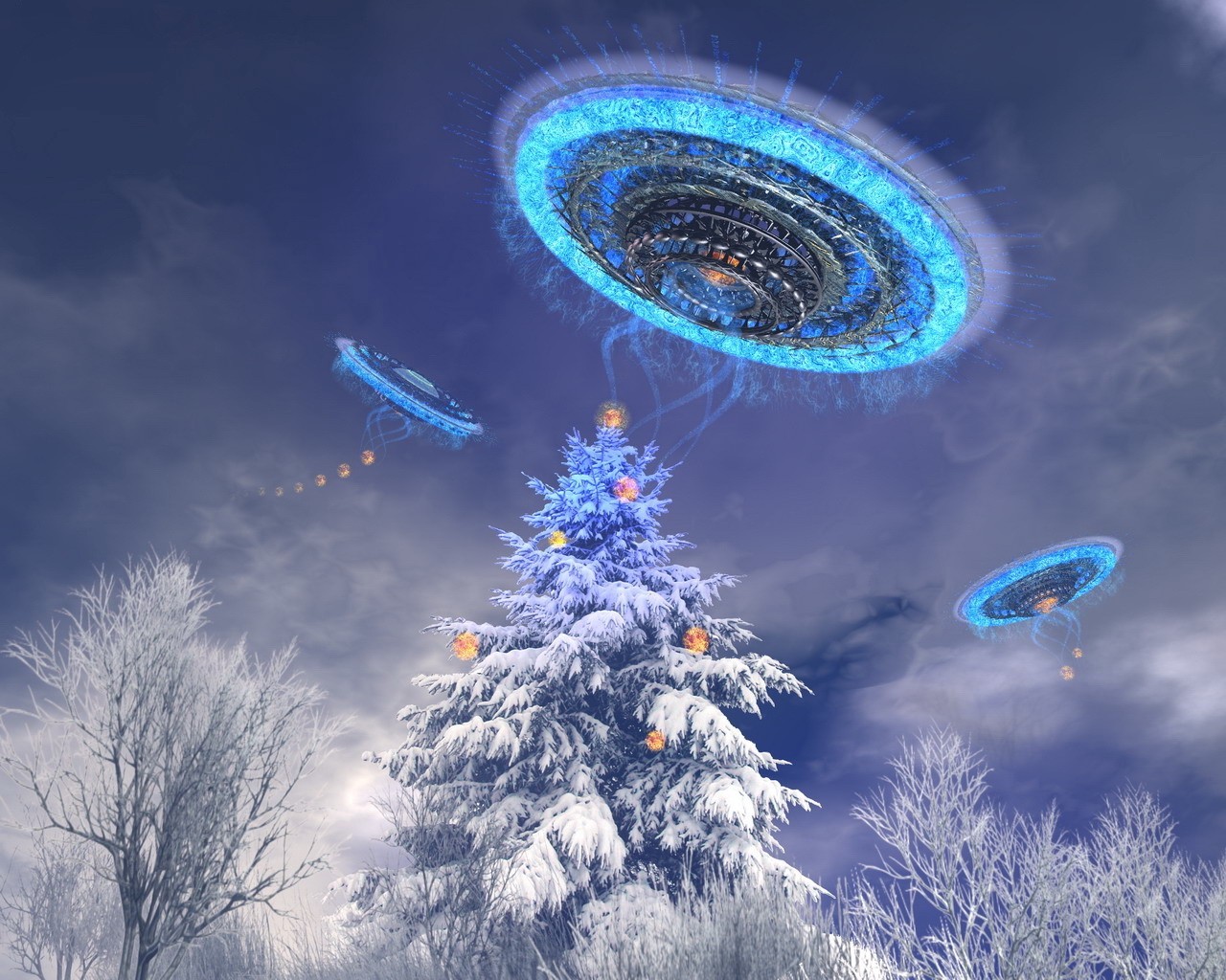 neujahr weihnachtsbaum ufo