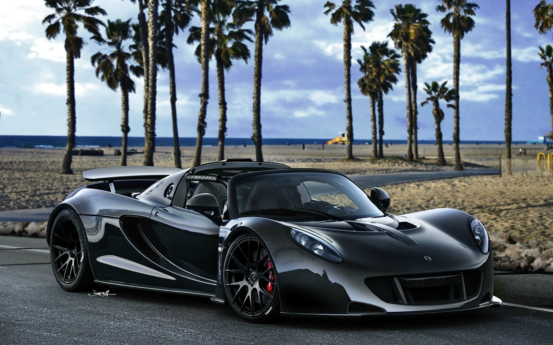 hennessey gt spyder hennessey vene gt spinne front supercar hypercar palmen strand himmel