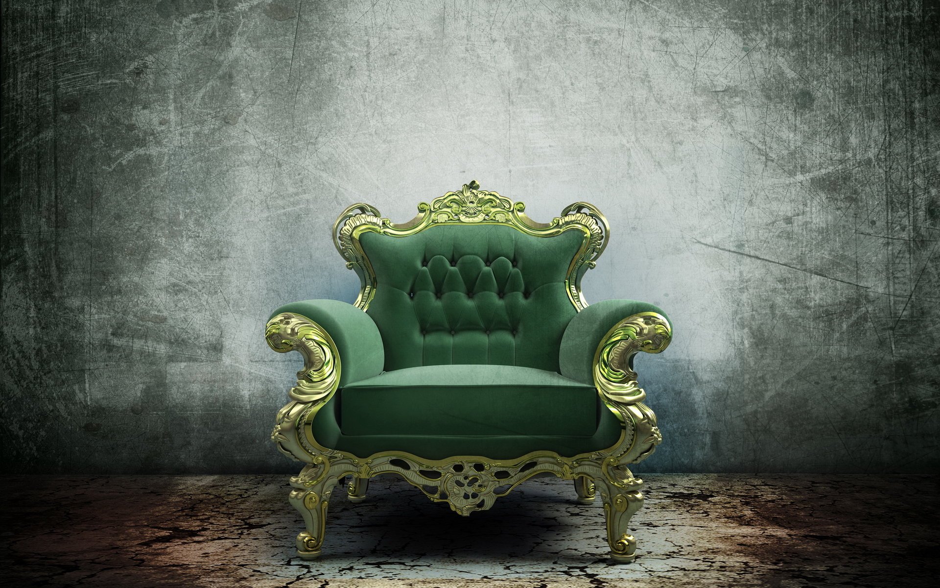 trono silla render sillón verde muebles 3d