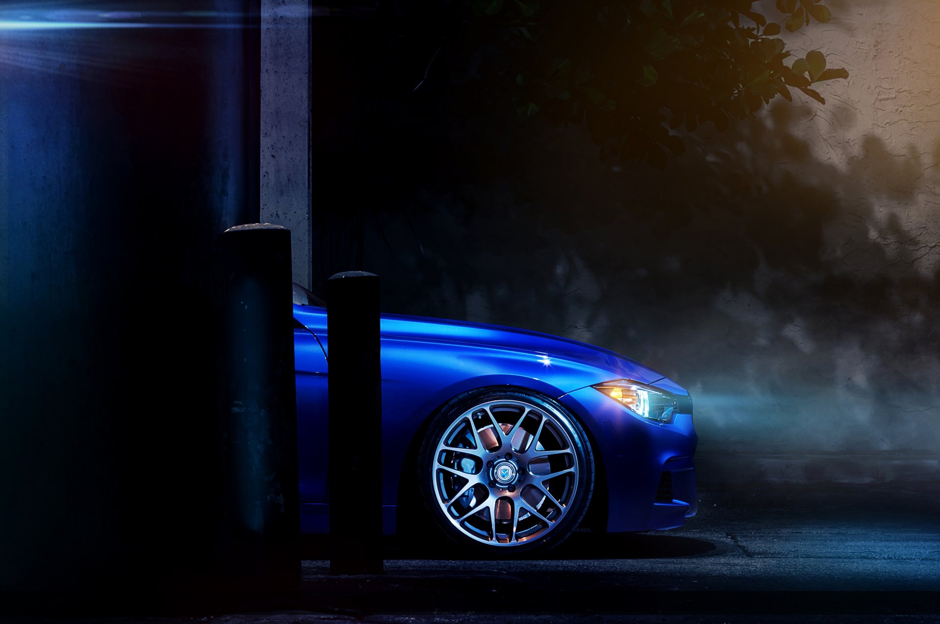 bmw auto coches tuning noche llantas pared