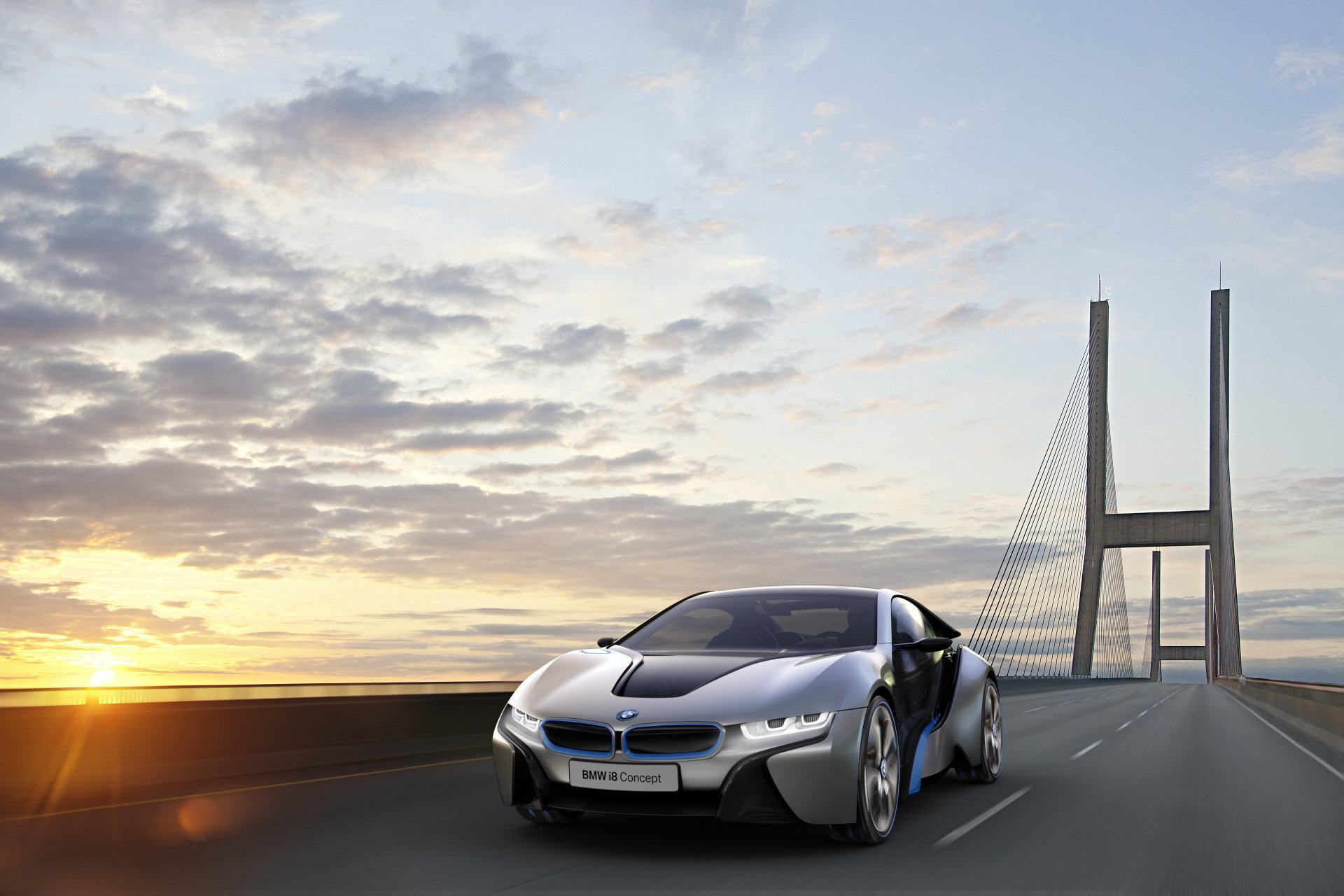 bmw i8concept brücke geschwindigkeit sonne