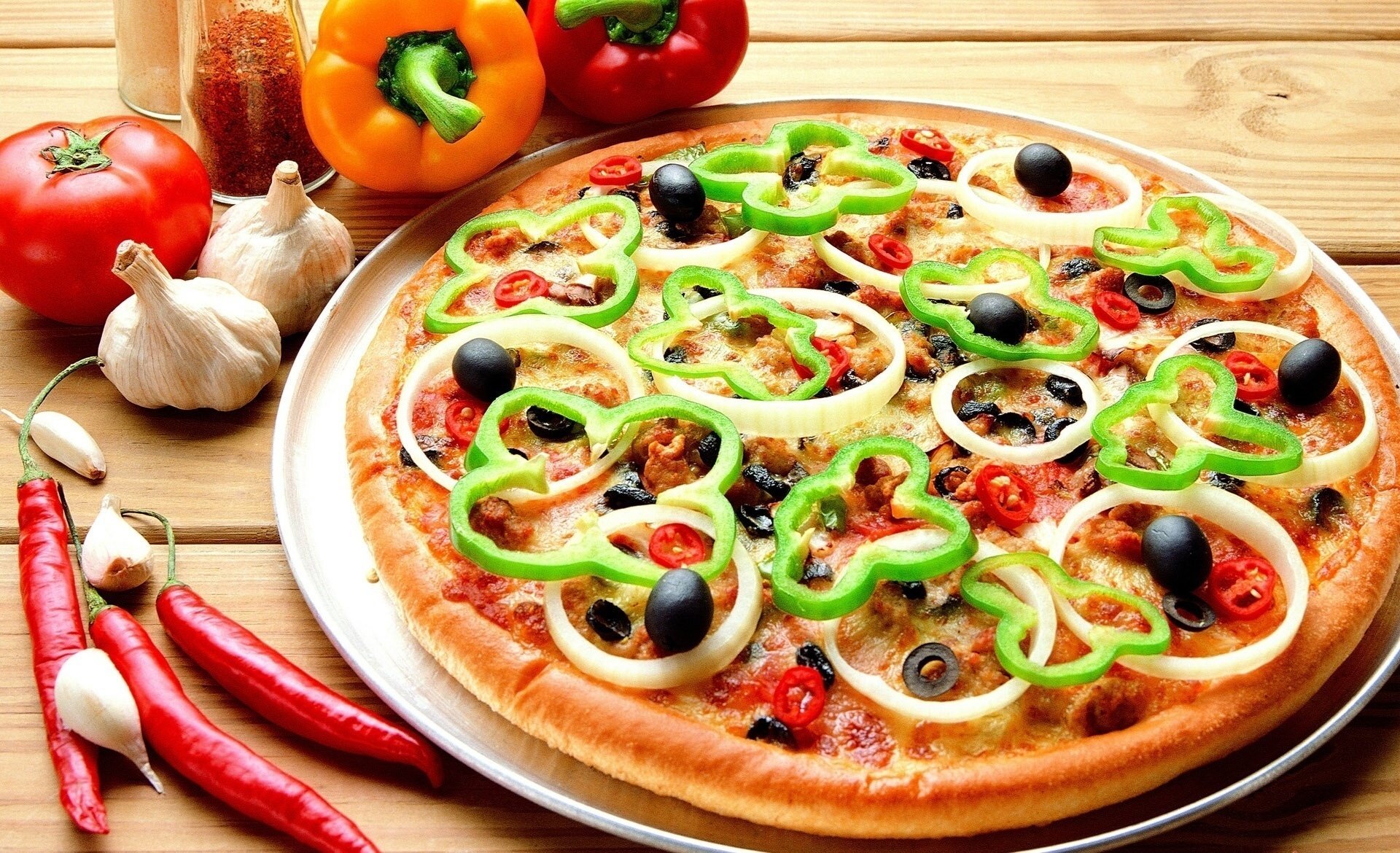 delizioso cibo cibo pizza peperone aglio