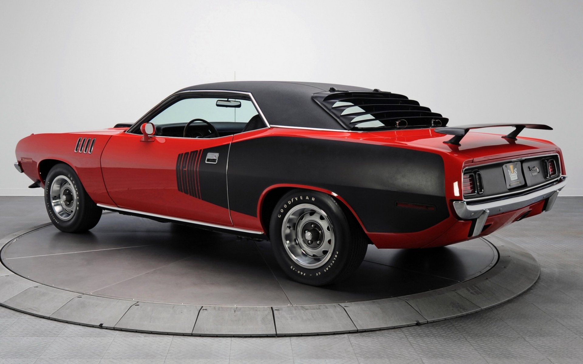 plymouth hemi cuda 1971 hemi kuda coupé rosso vista posteriore muscle car muscle car sfondo